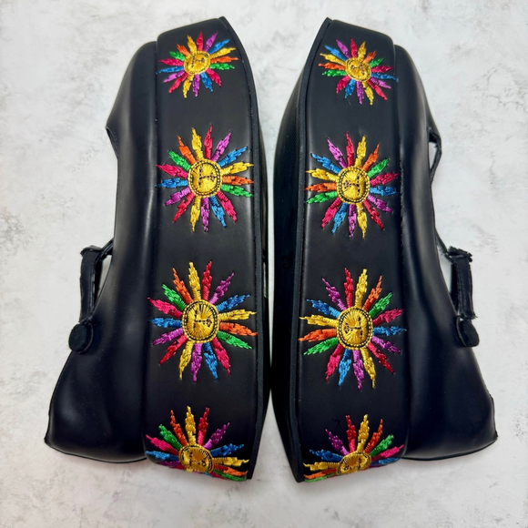 Farm Rio Ballerina Platform Mary Jane Shoes 7.5 Embroidered Sunshine - Picture 5 of 15